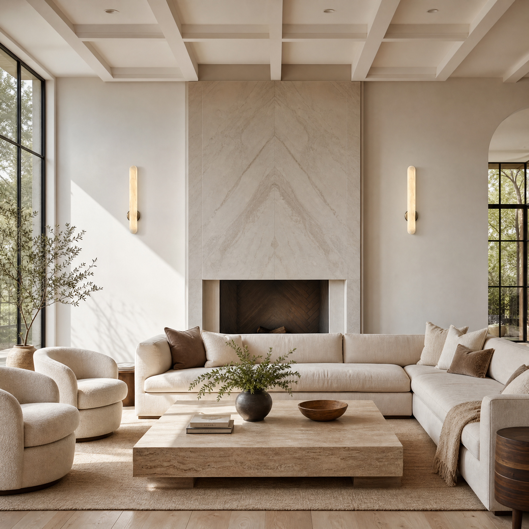 Capsula Modern Alabaster Vertical Wall Sconce