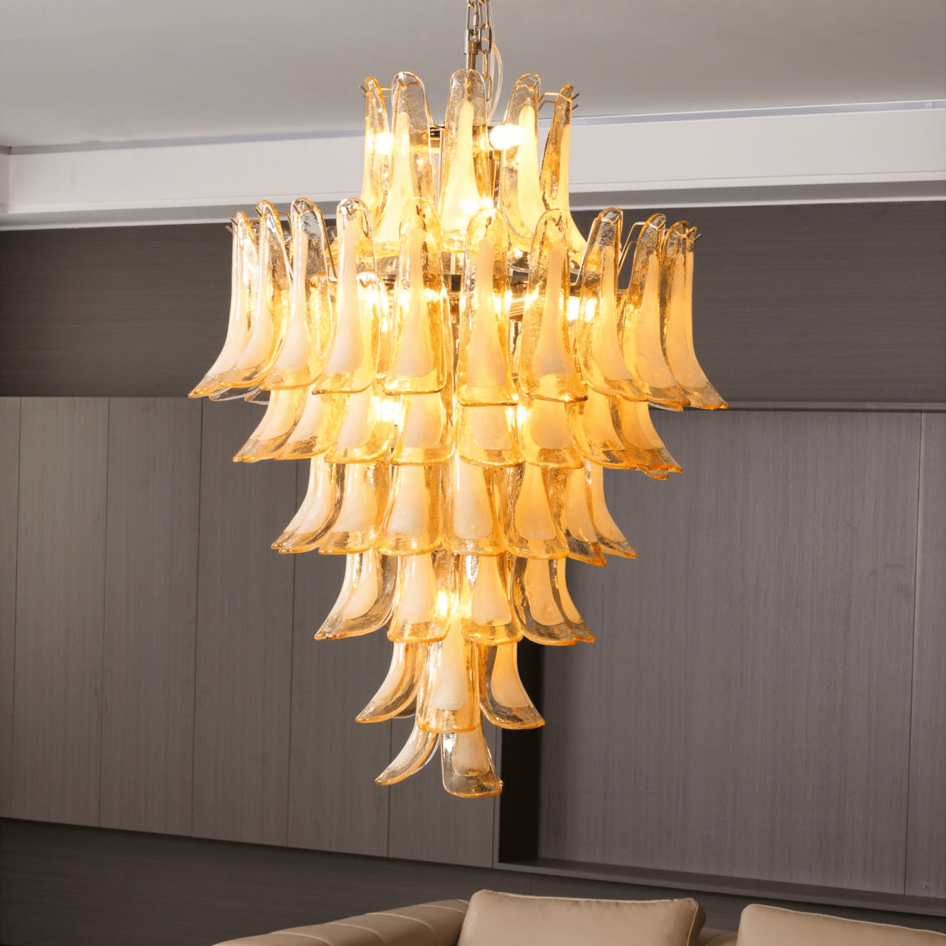 Yellow Murano Glass Petals Chandelier - YIOSI