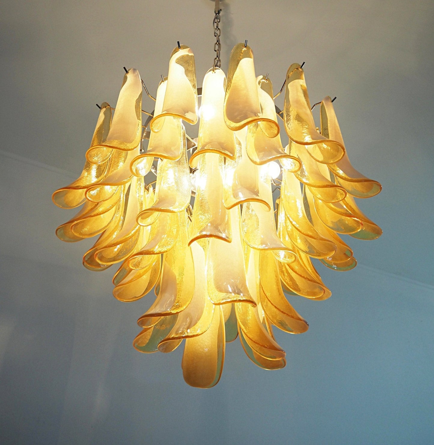 Amber Glass Murano Petals Chandelier - YIOSI