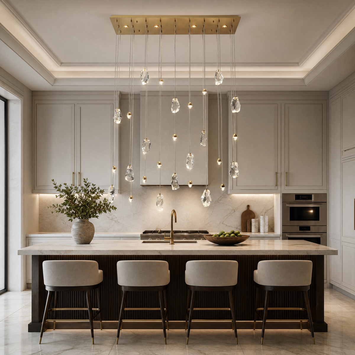 Carlyle Rectangular Cluster Crystal Chandelier