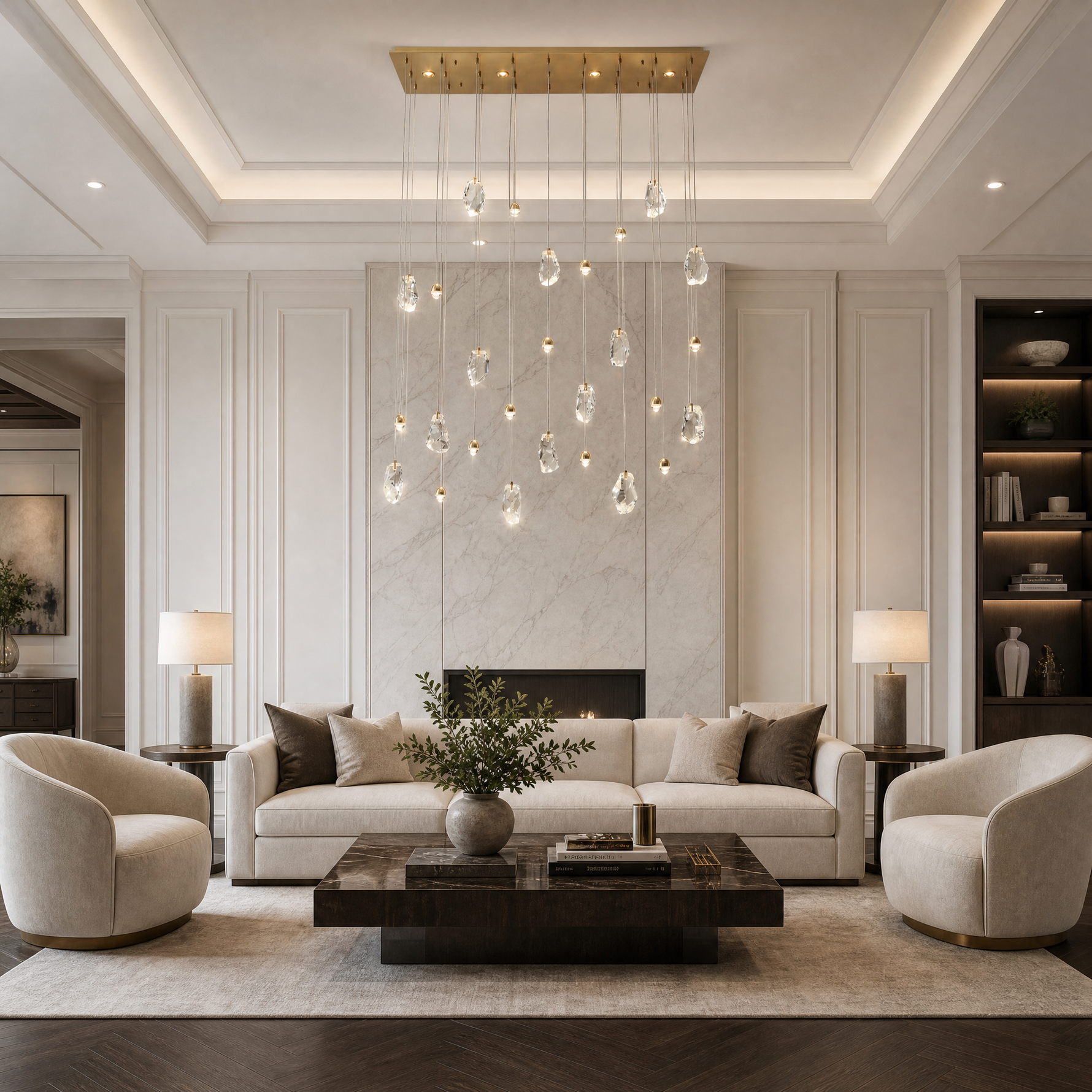 Carlyle Rectangular Cluster Crystal Chandelier