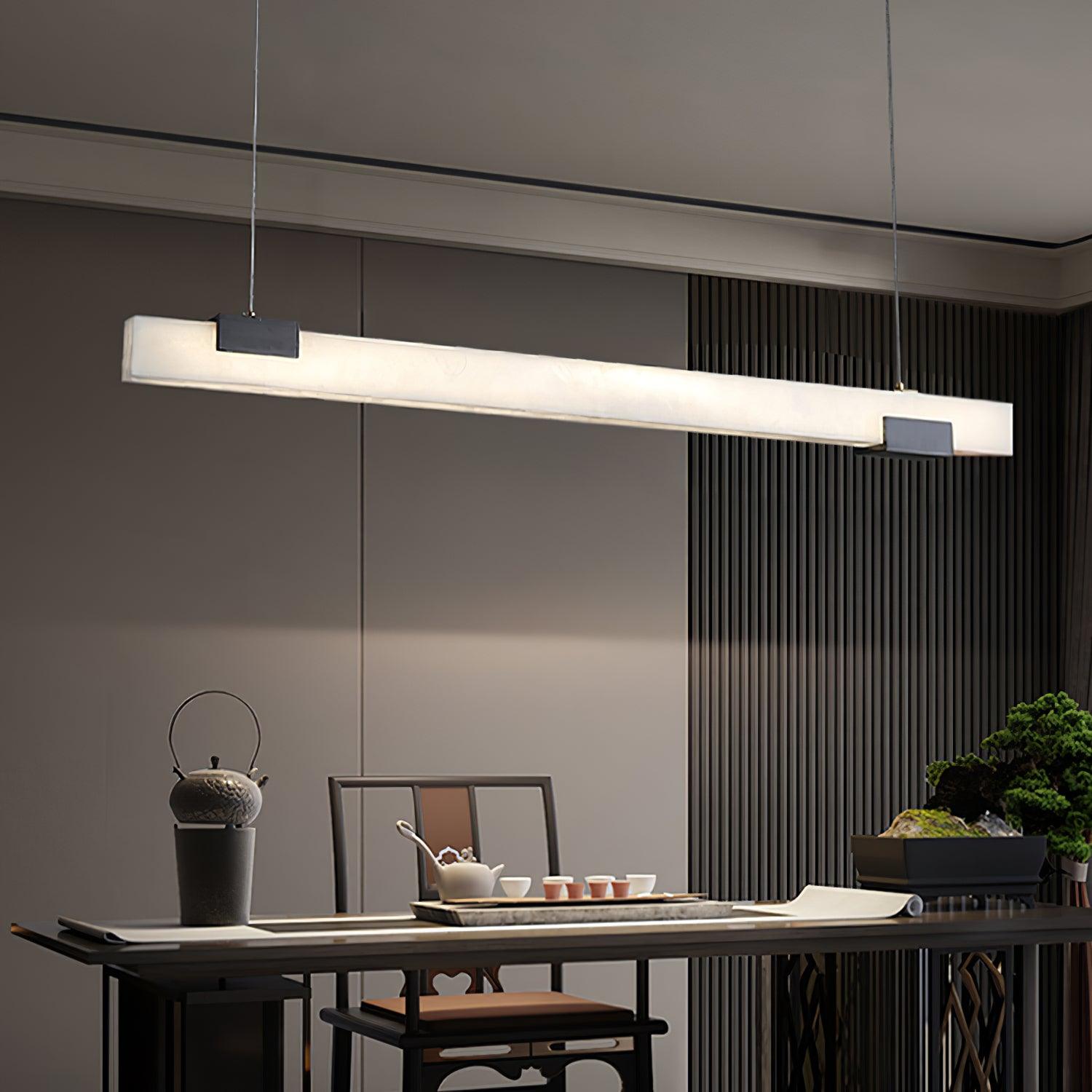 Cary Alabaster Pendant Light – Black & White Brass Finish