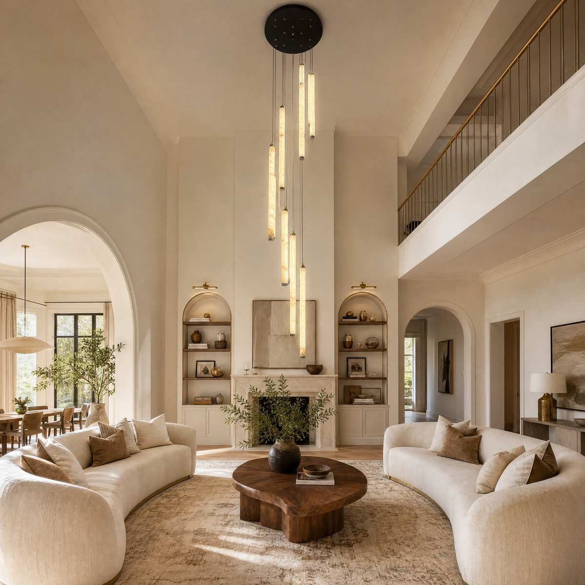 Cascade Alabaster Tube Pendant Chandelier