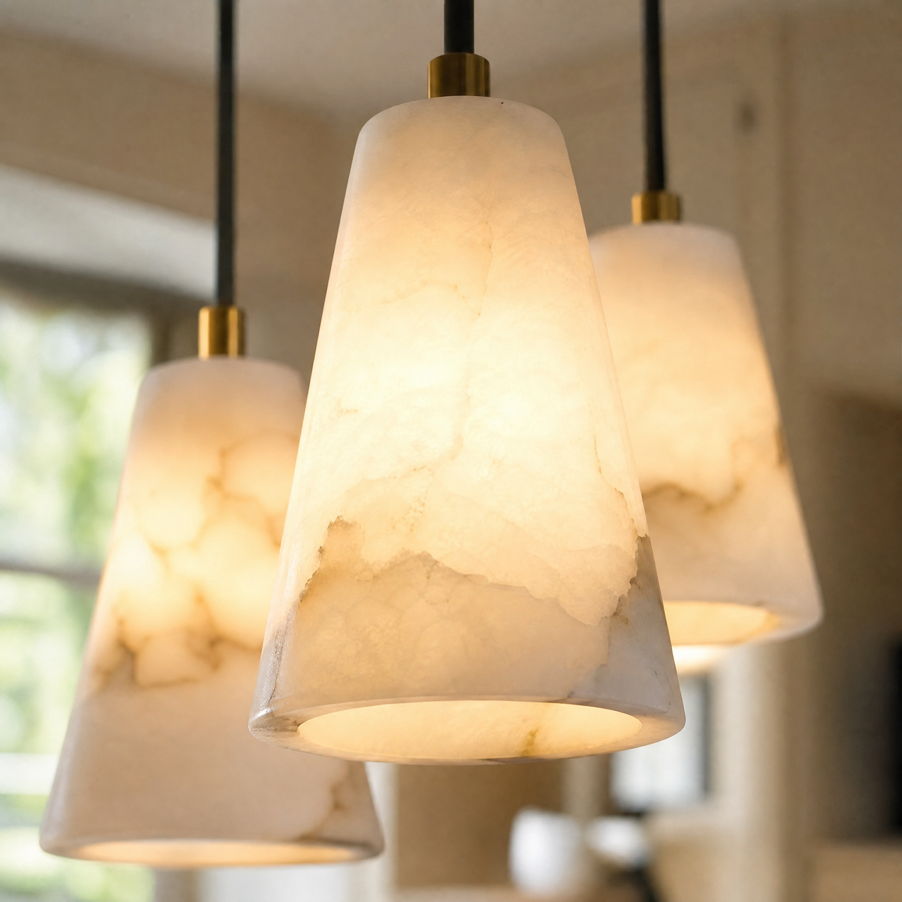 Cascata Alabaster Cone Pendant Chandelier