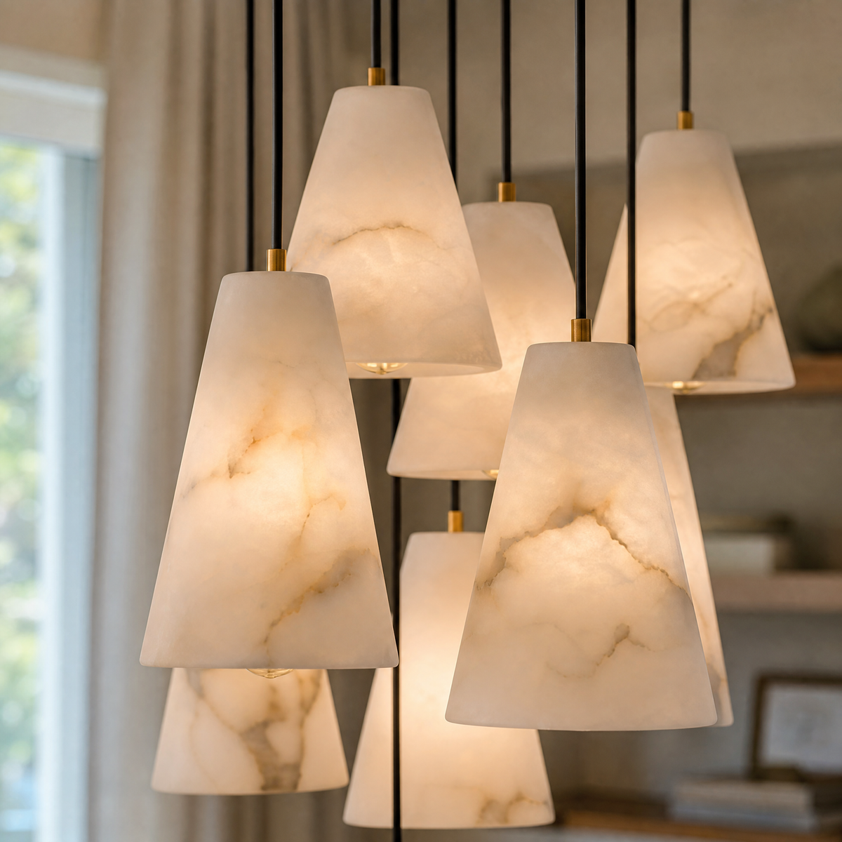 Cascata Alabaster Cone Pendant Chandelier