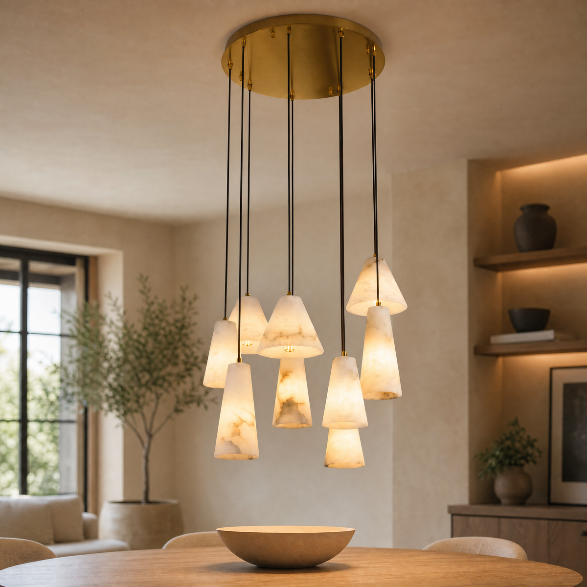 Cascata Alabaster Cone Pendant Chandelier