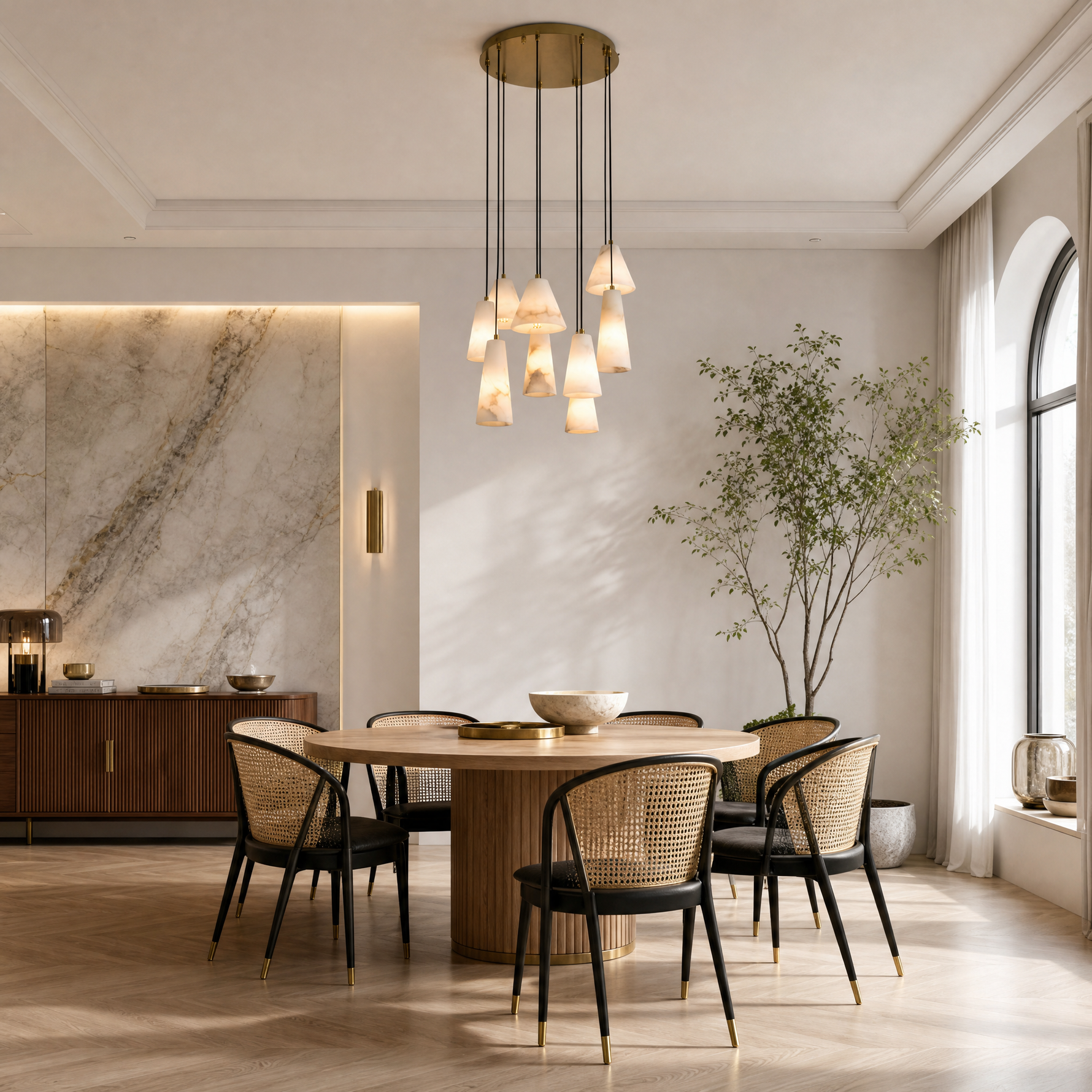 Cascata Alabaster Cone Pendant Chandelier
