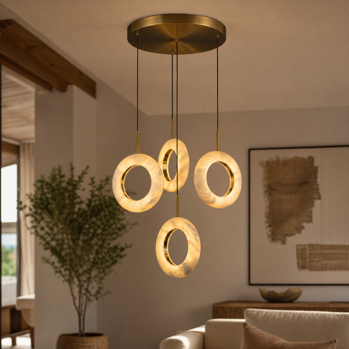 Cascata Cluster Alabaster Ring Chandelier