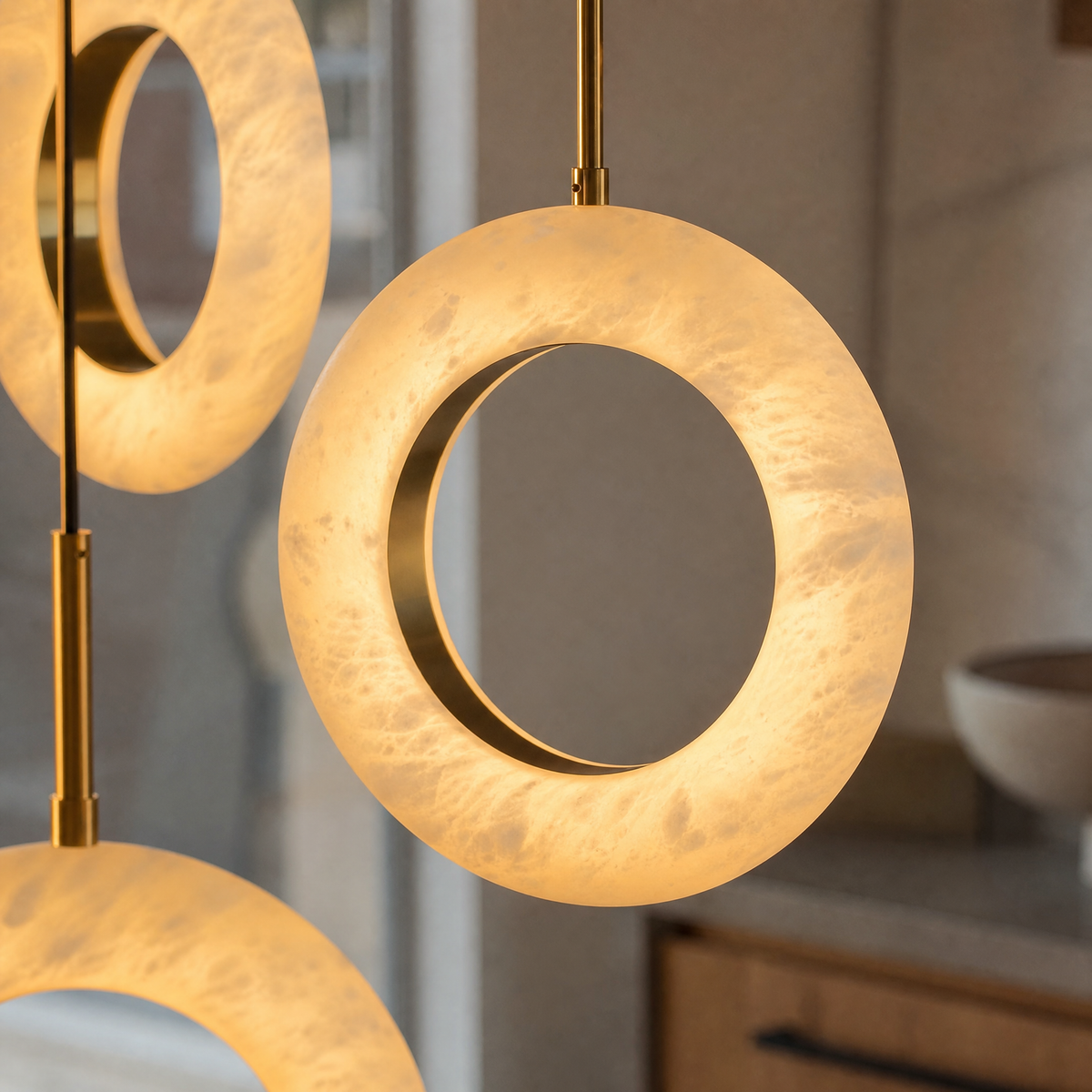 Cascata Cluster Alabaster Ring Chandelier