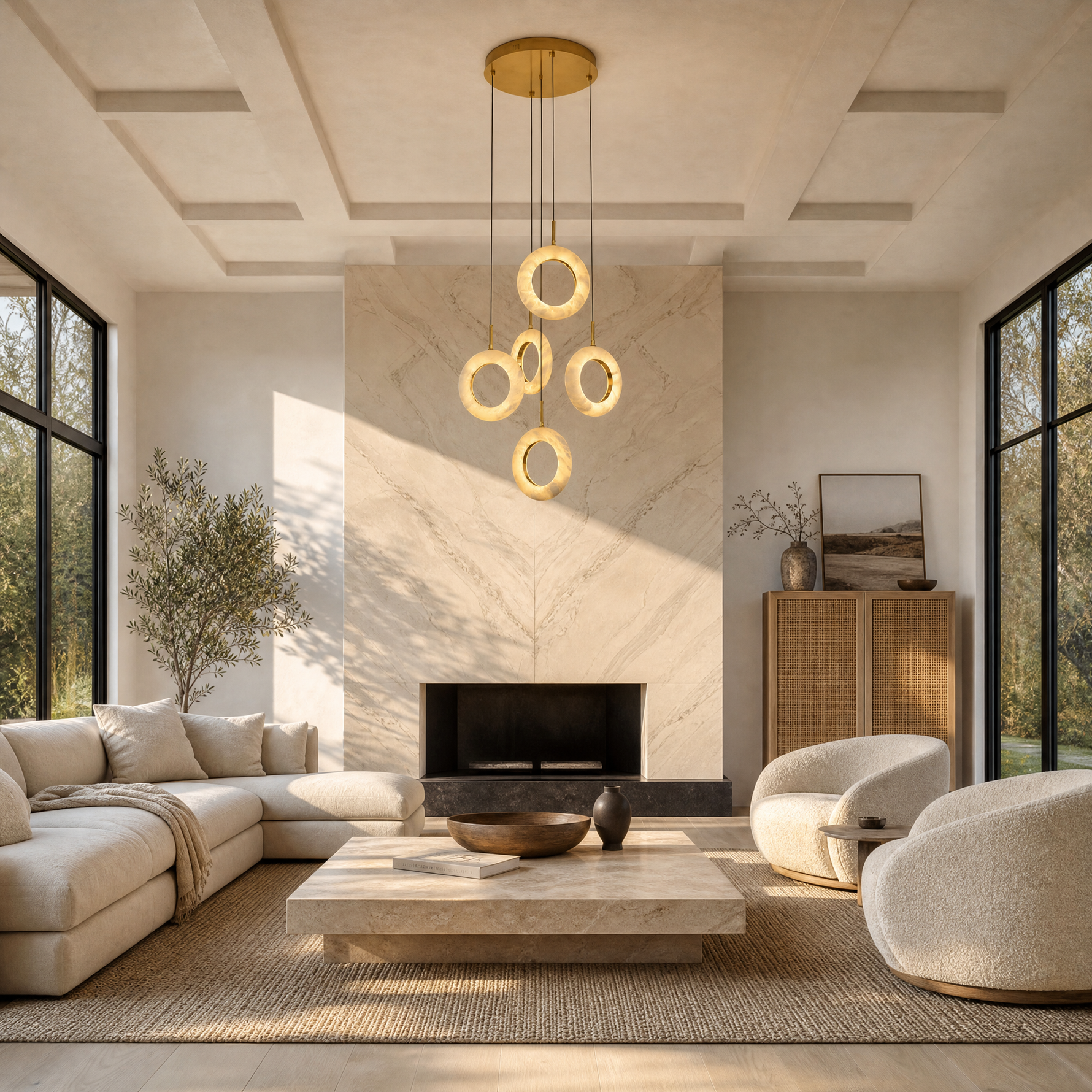 Cascata Cluster Alabaster Ring Chandelier