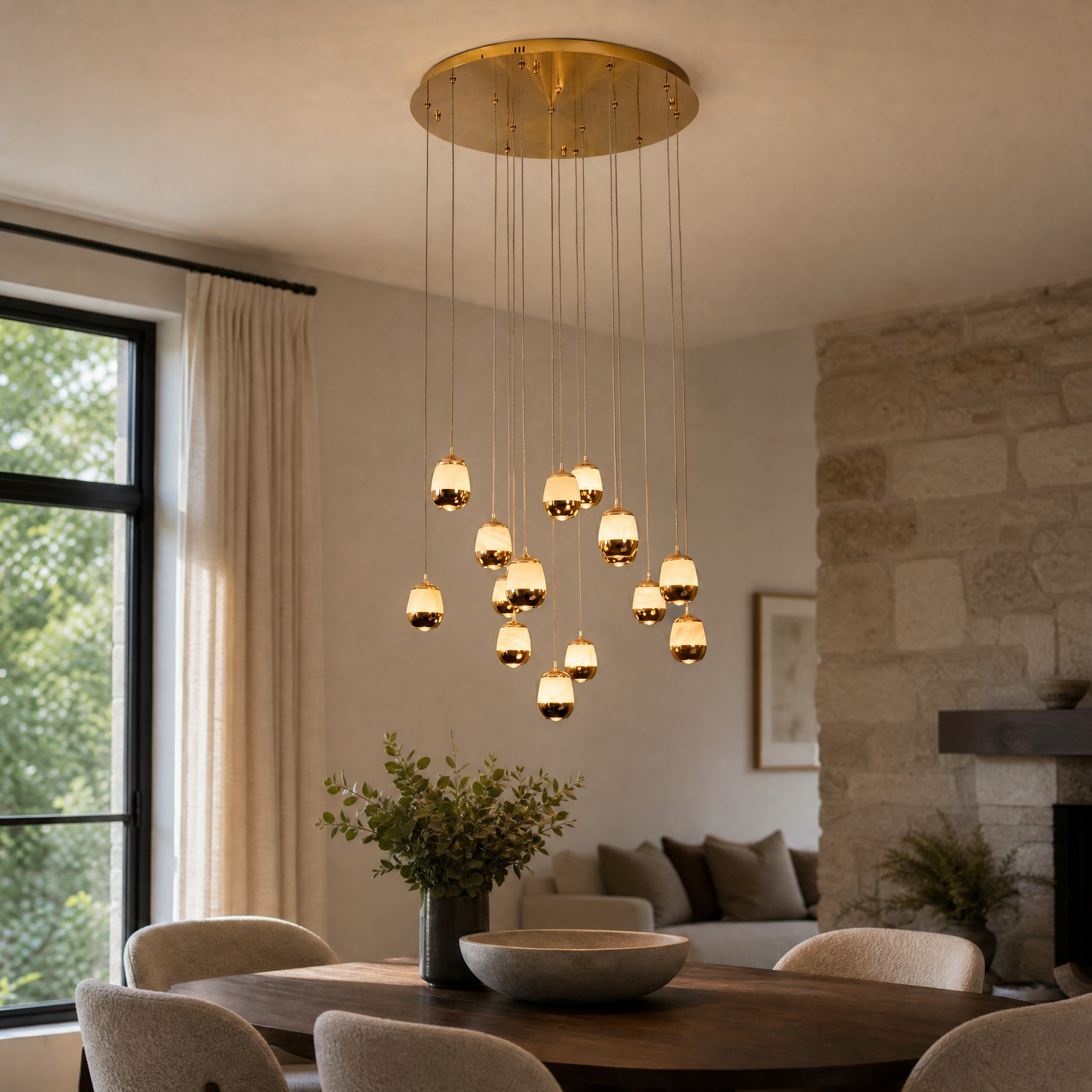 Cascata Modern Alabaster Cluster Pendant Light