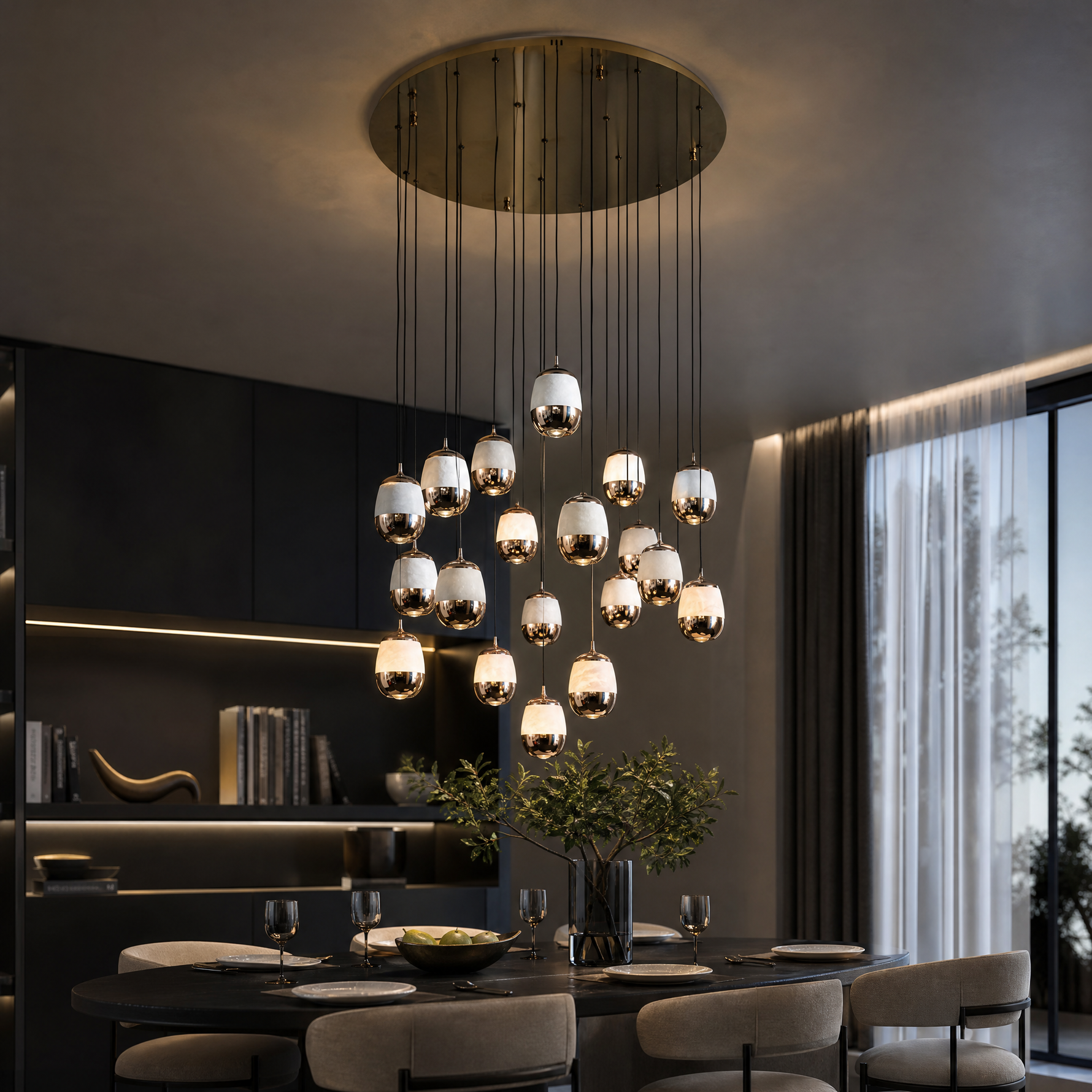 Cascata Modern Alabaster Cluster Pendant Light