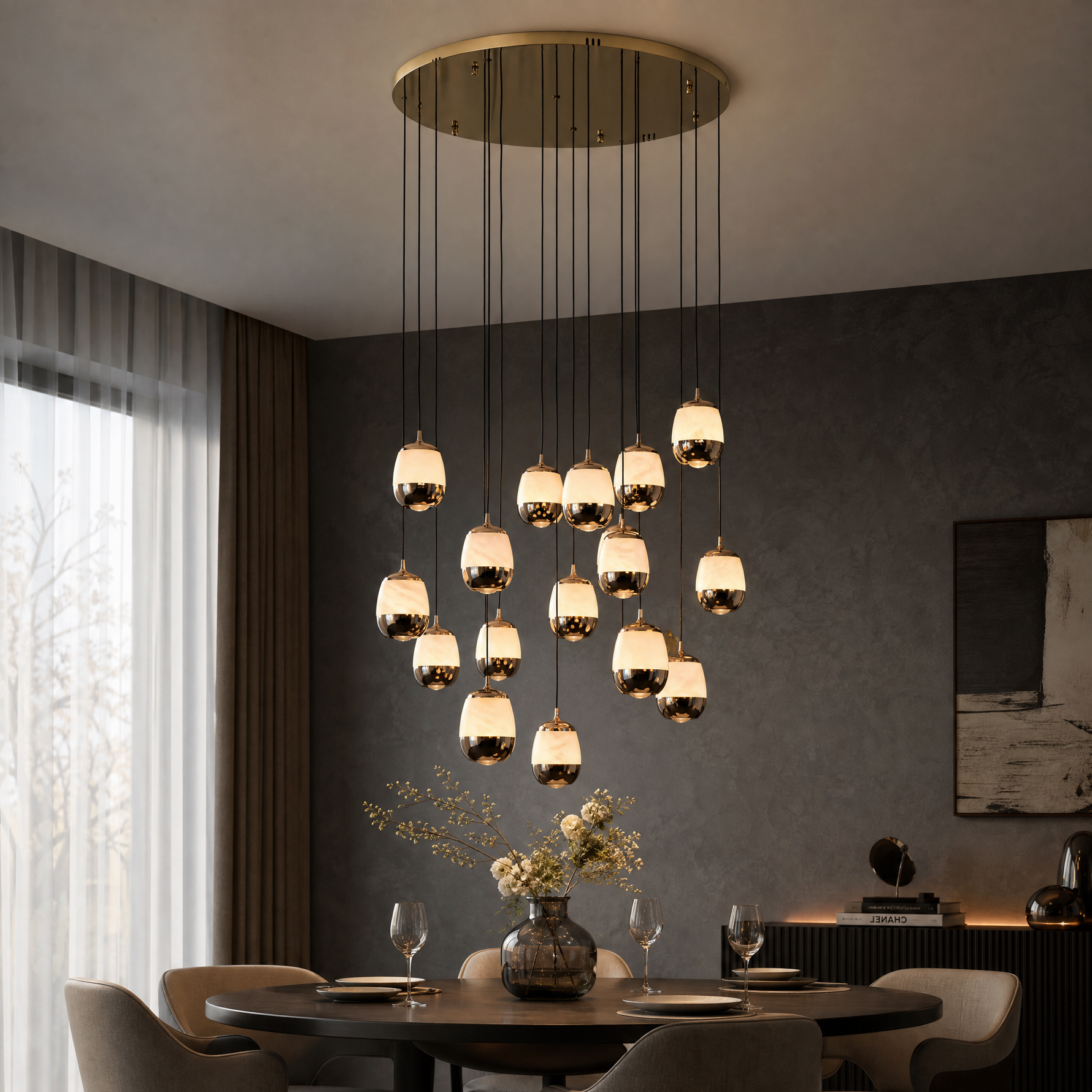Cascata Modern Alabaster Cluster Pendant Light