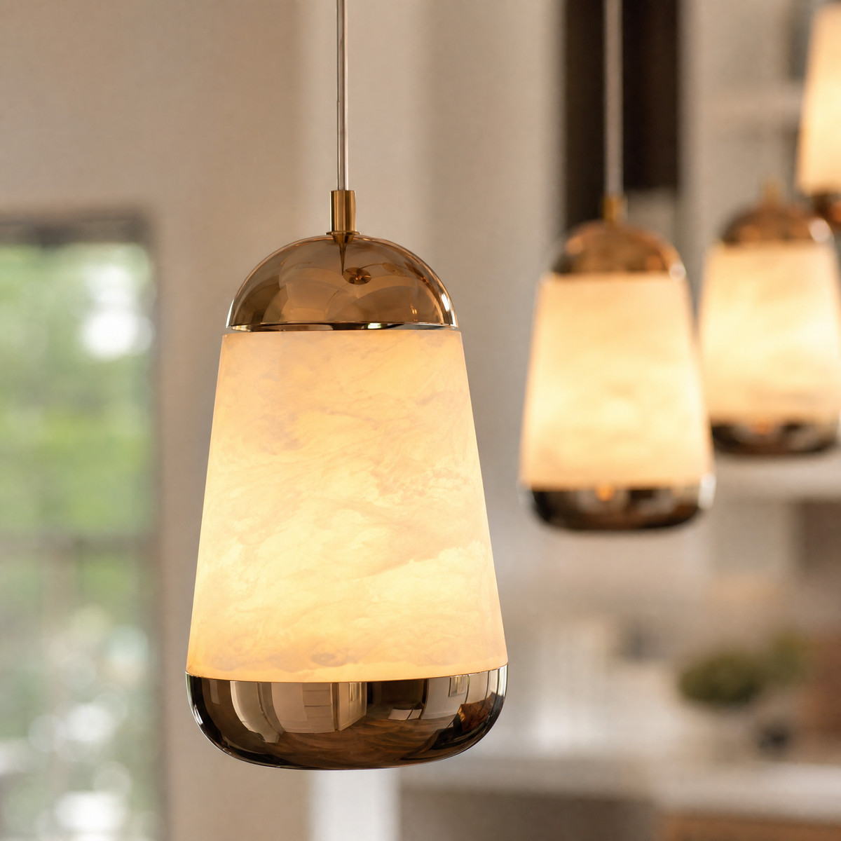 Cascata Modern Alabaster Linear Chandelier
