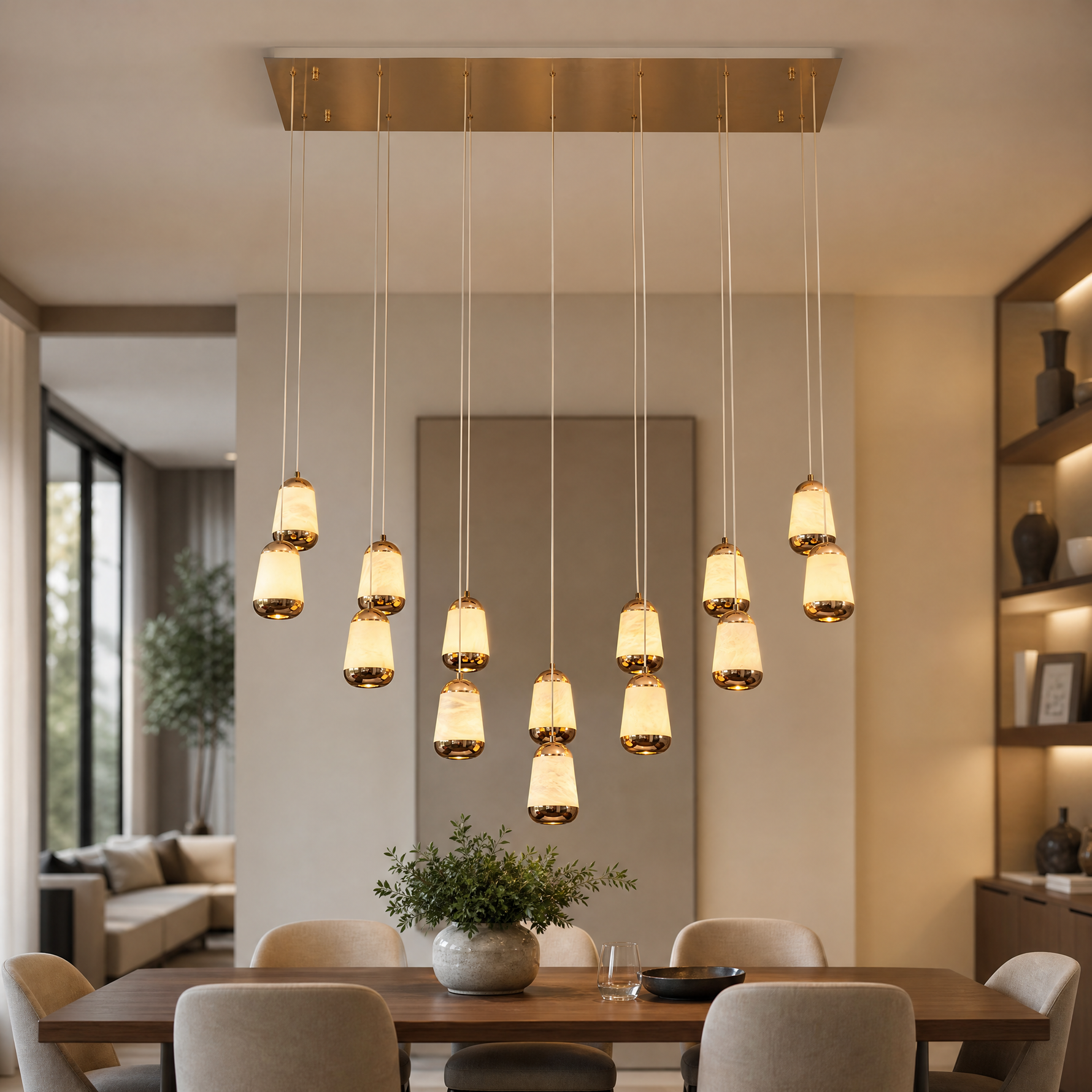 Cascata Modern Alabaster Linear Chandelier