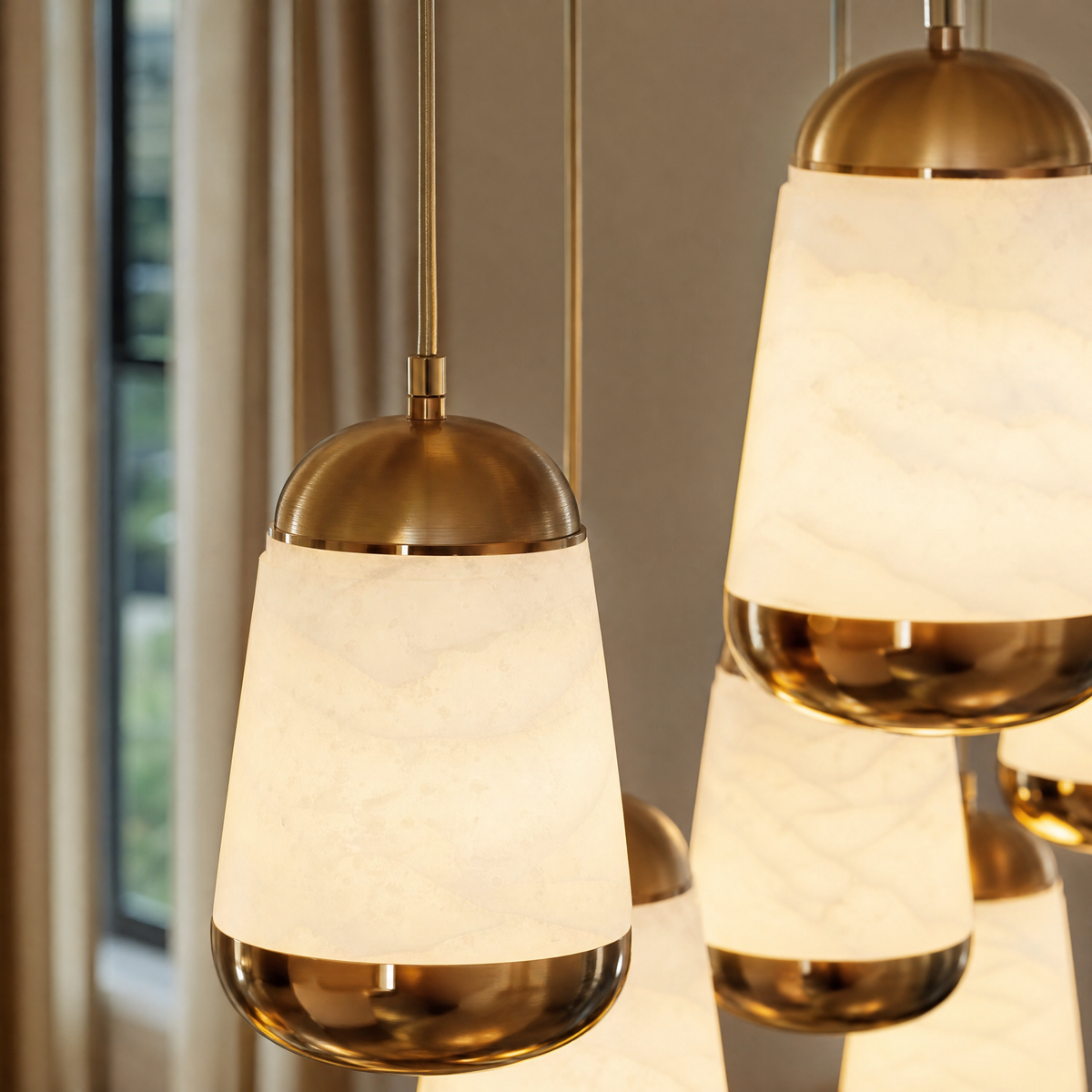 Cascata Modern Alabaster Linear Chandelier