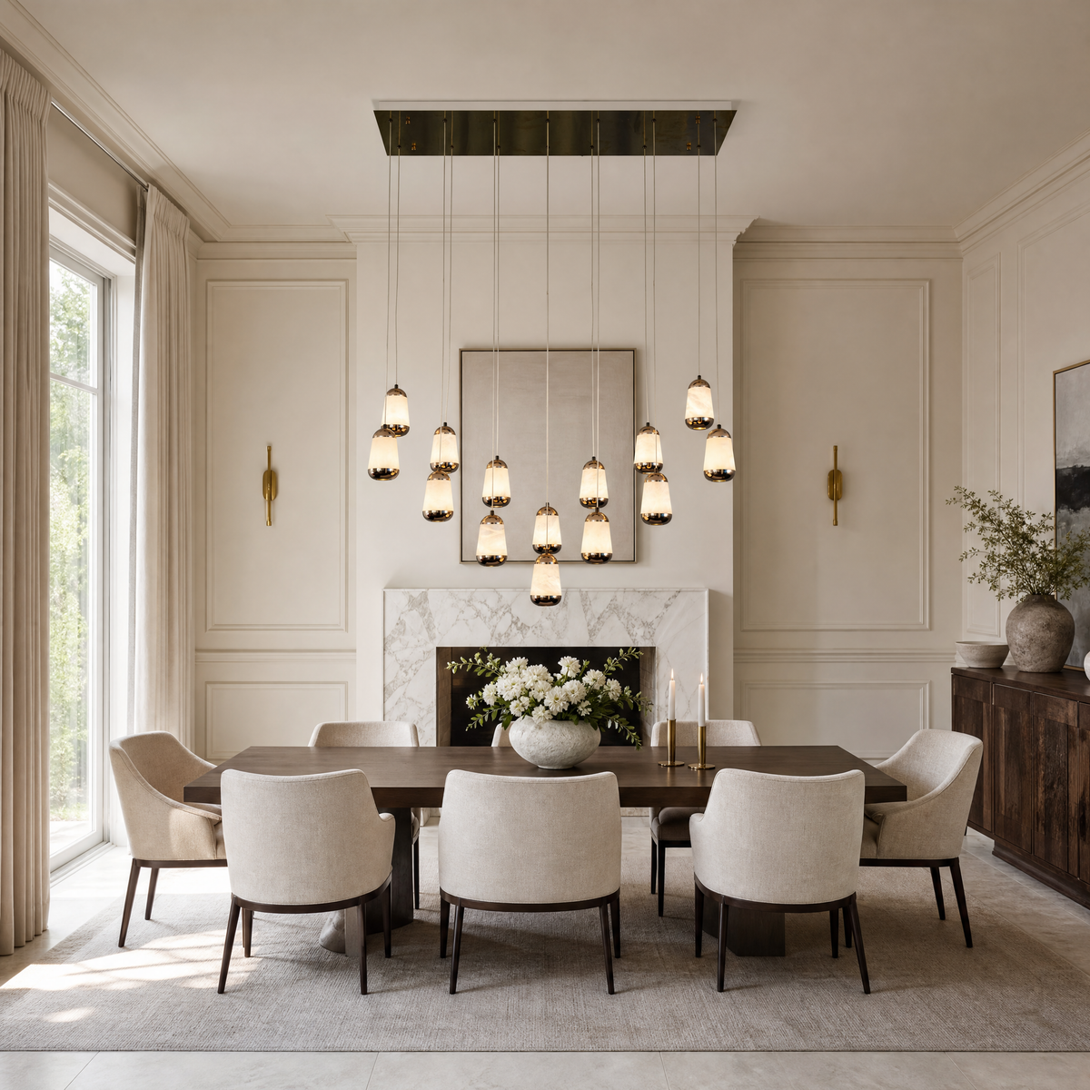 Cascata Modern Alabaster Linear Chandelier