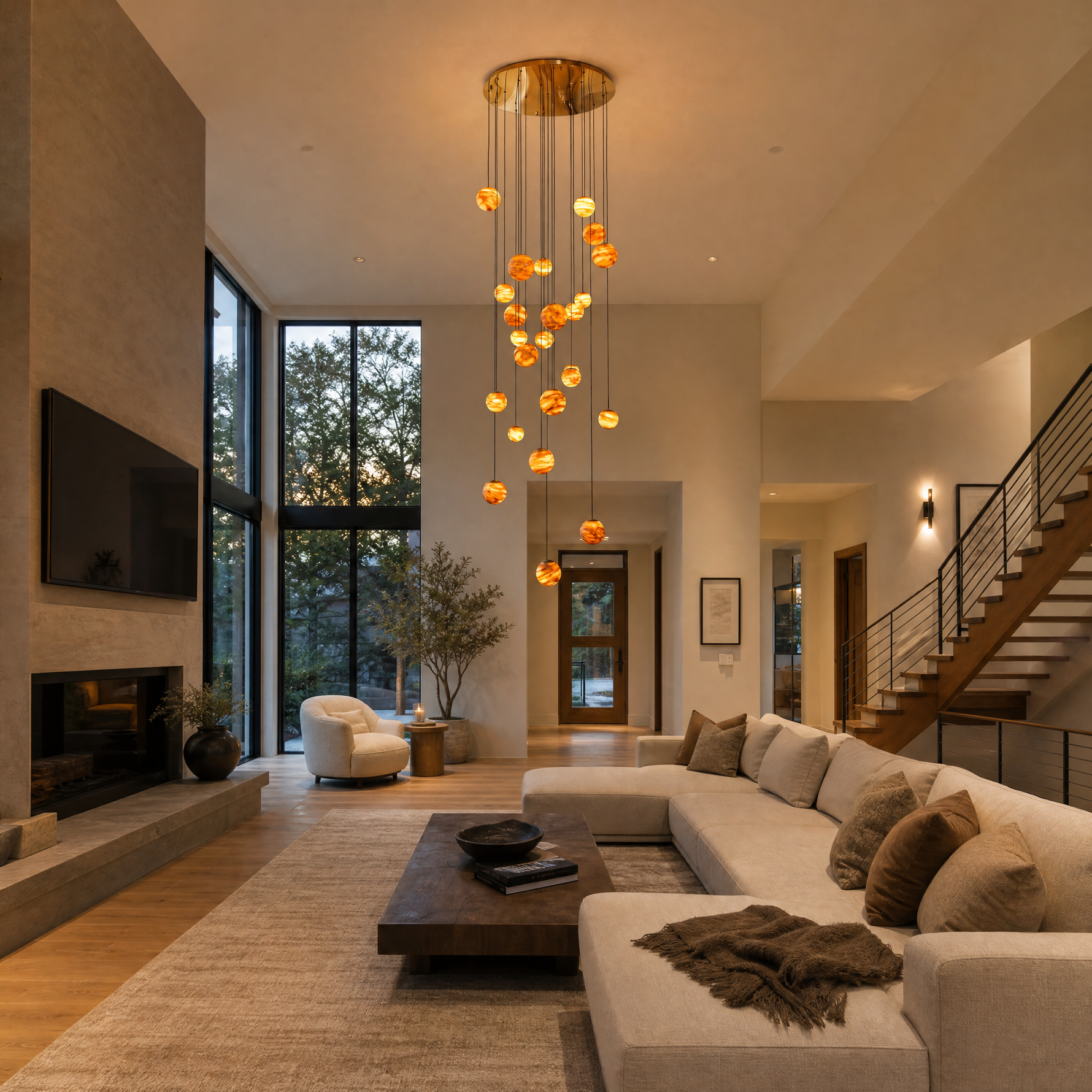 Cascata Planet Modern Cluster Chandelier 31.5" D