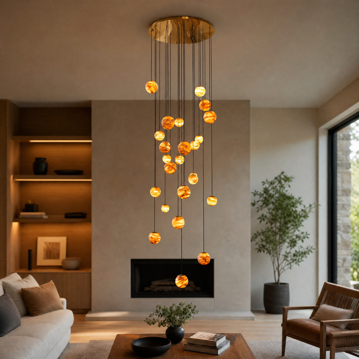 Cascata Planet Modern Cluster Chandelier 31.5" D