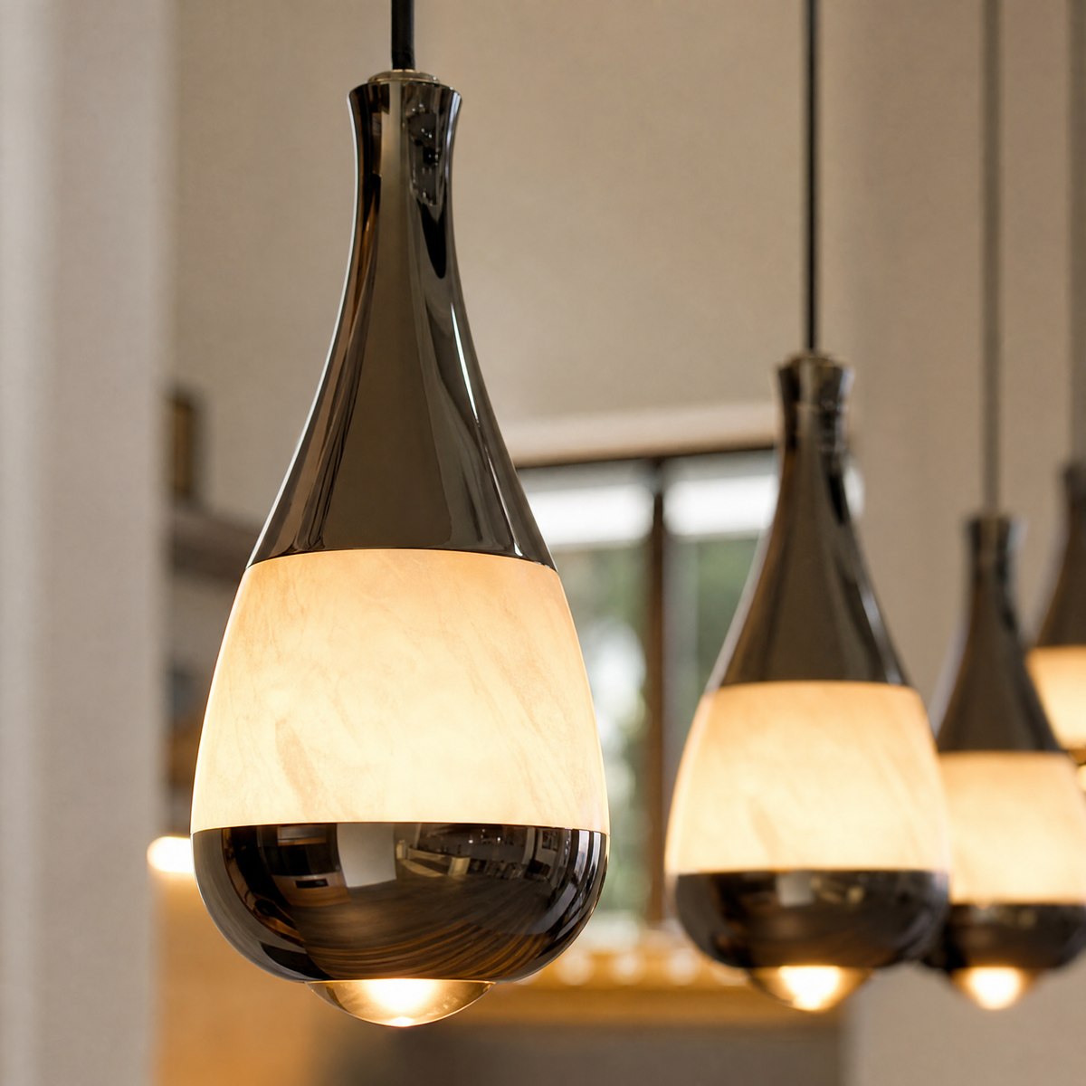 Cascata Spiral Alabaster Pendant Chandelier