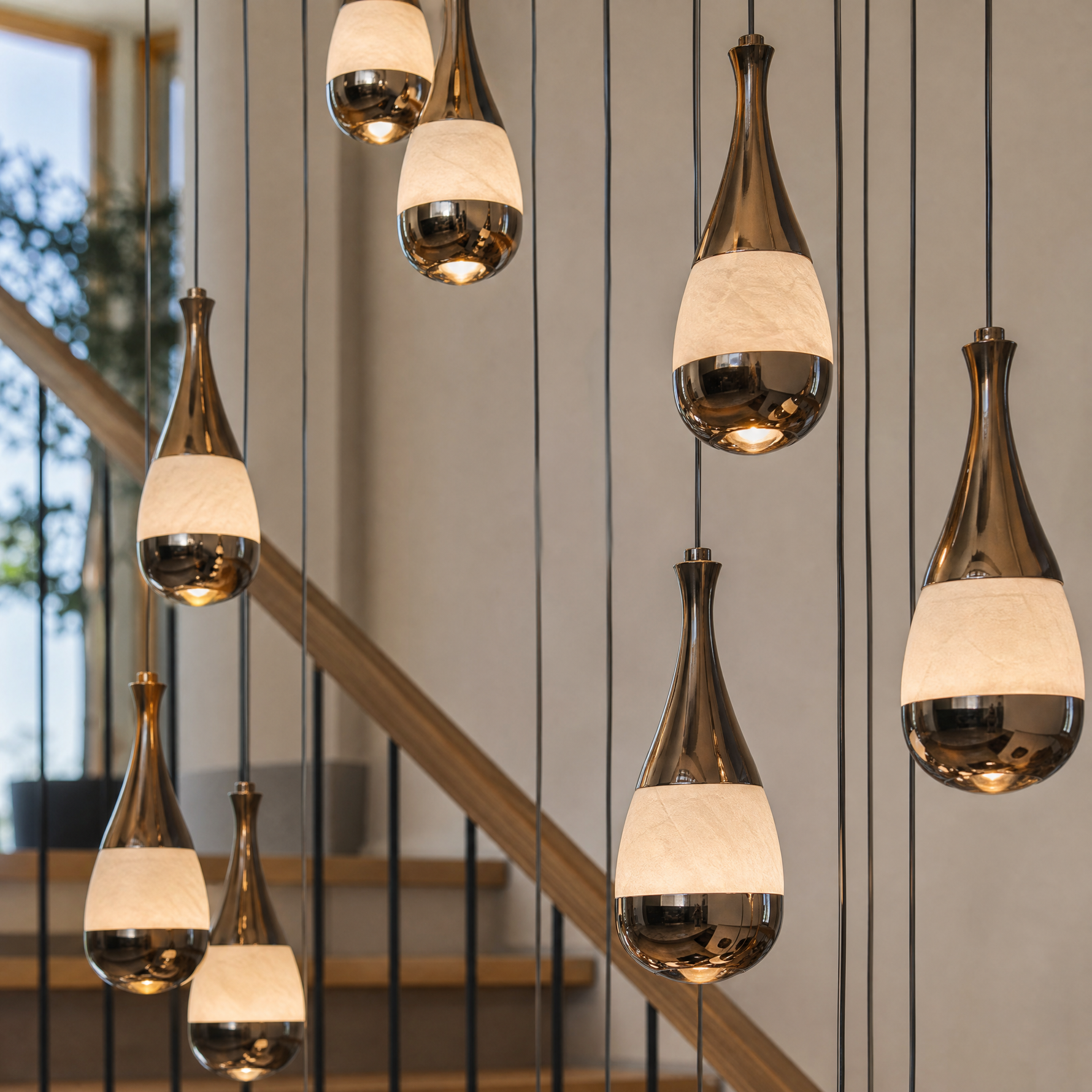 Cascata Spiral Alabaster Pendant Chandelier