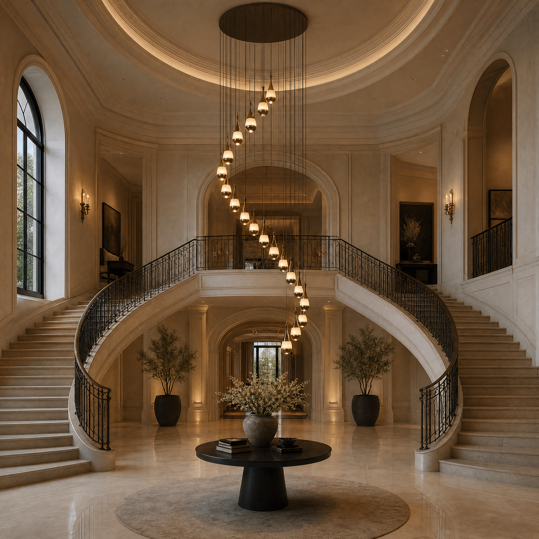 Cascata Spiral Alabaster Pendant Chandelier