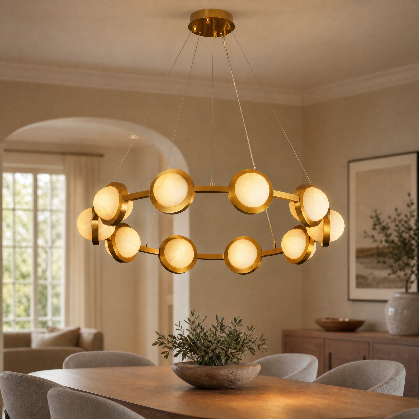Catena Modern Alabaster Ring Chandelier