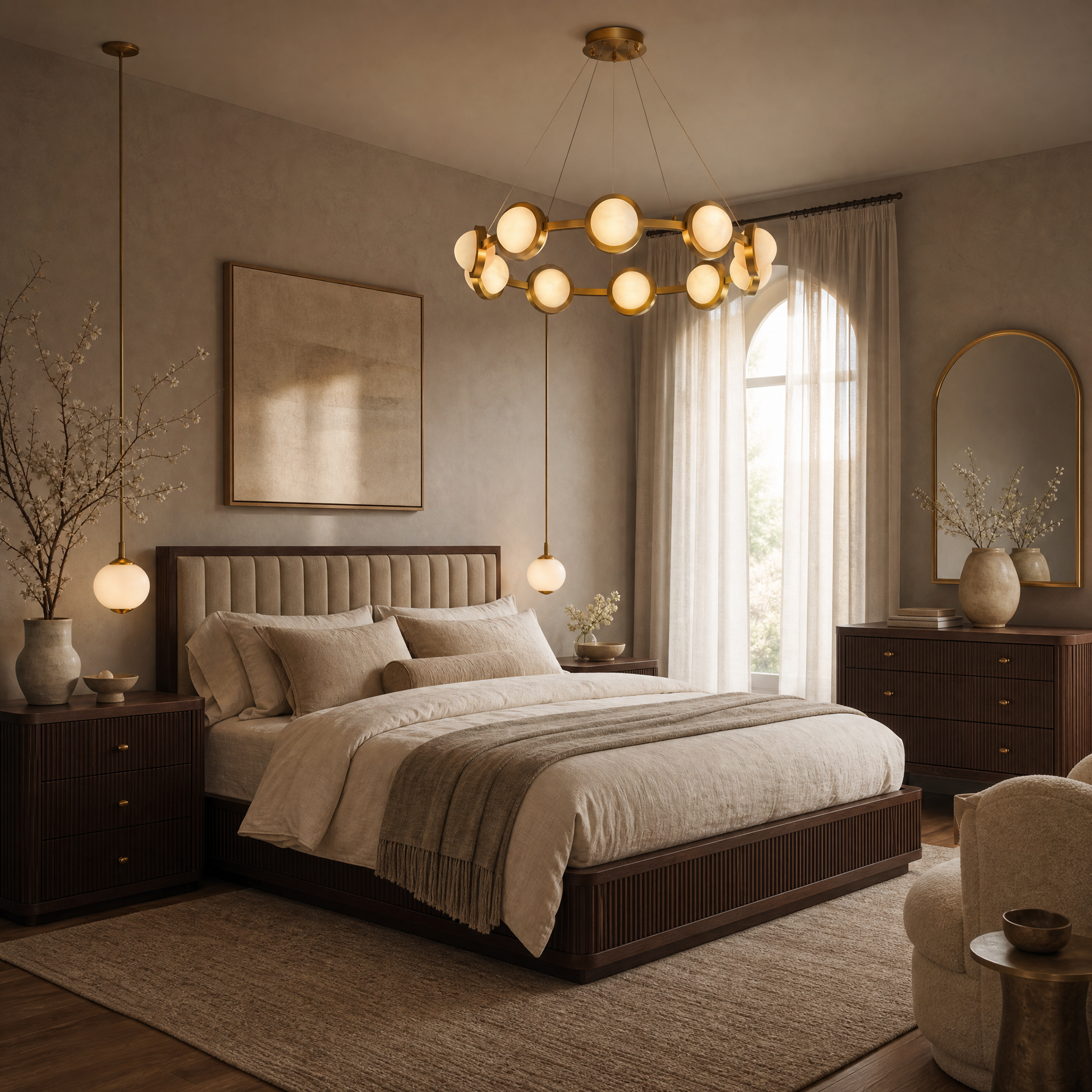 Catena Modern Alabaster Ring Chandelier