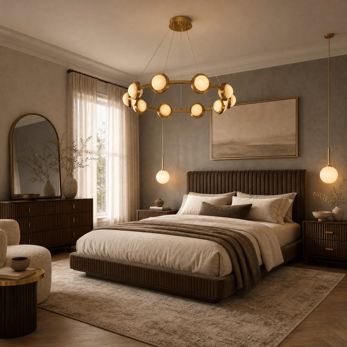 Catena Modern Alabaster Ring Chandelier