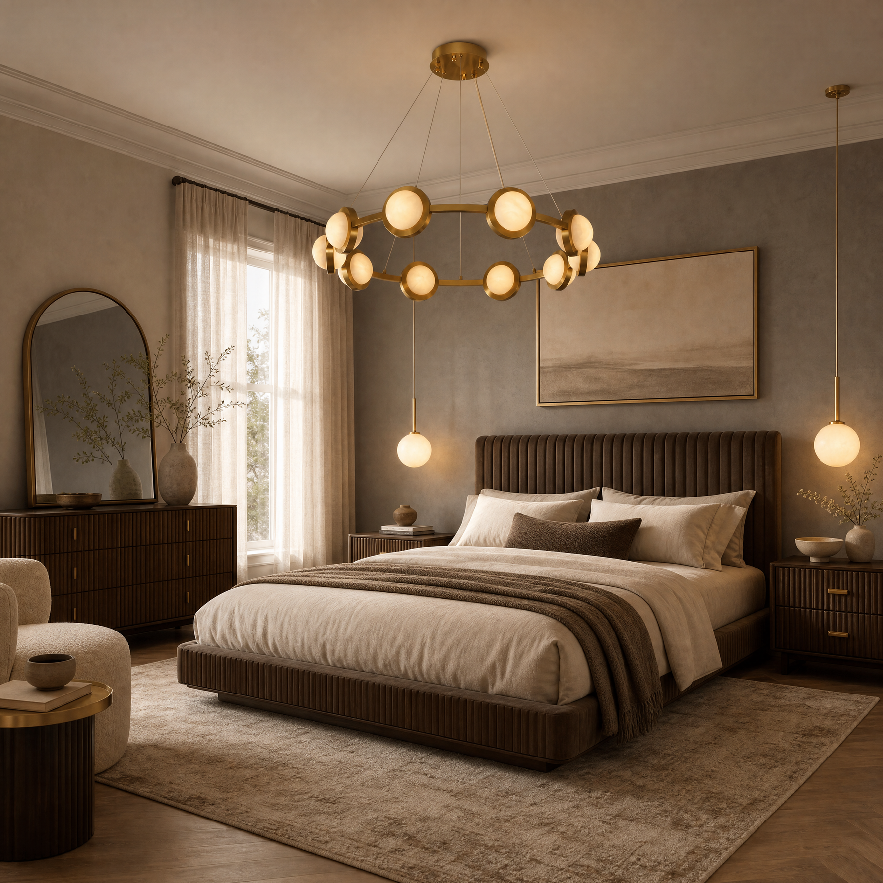 Catena Modern Alabaster Ring Chandelier