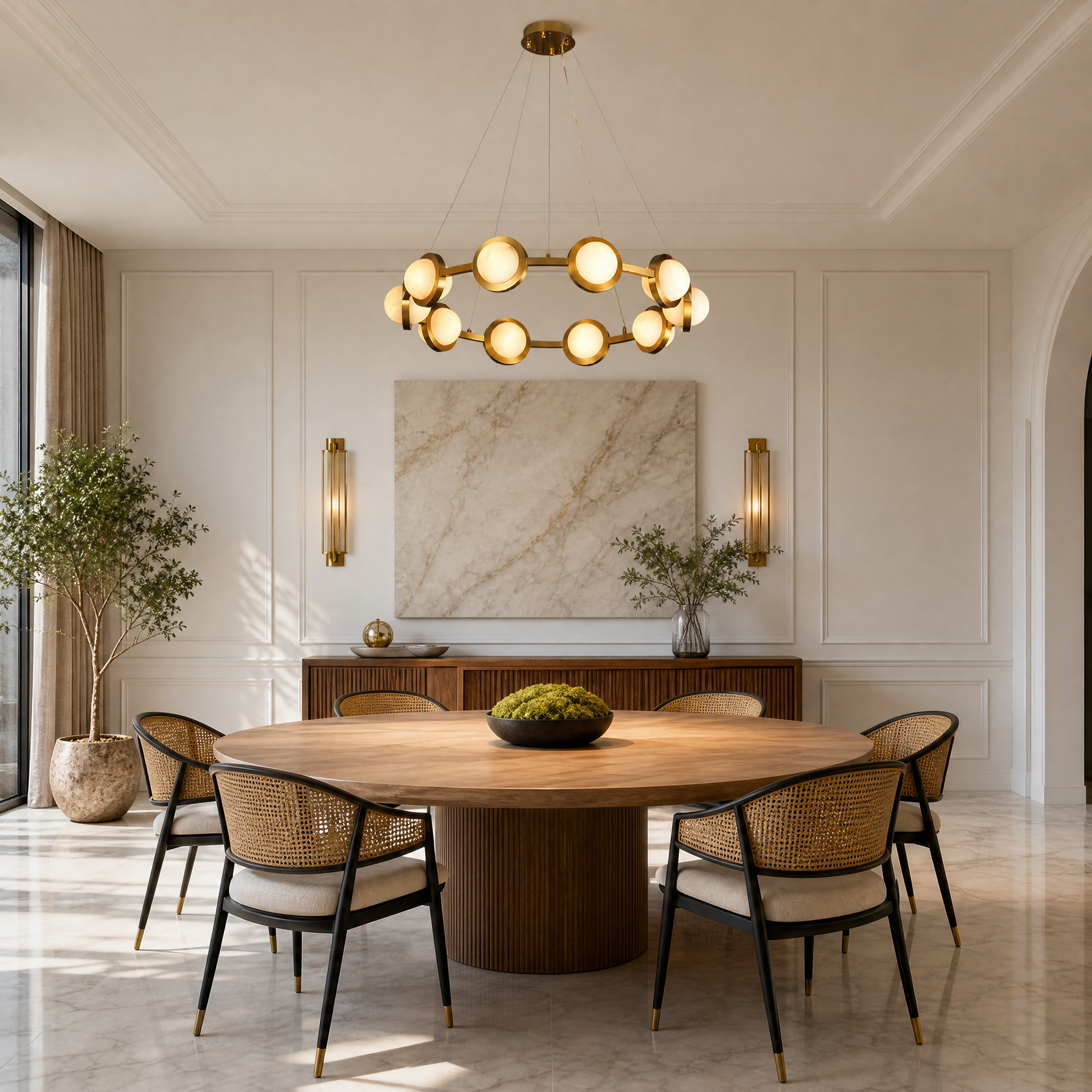 Catena Modern Alabaster Ring Chandelier