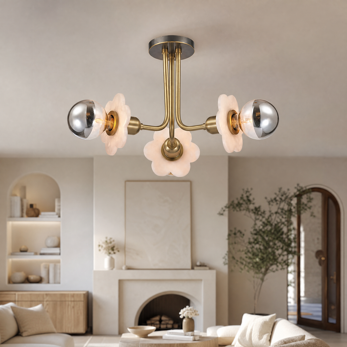 Ceiling 3-orb Alabaster