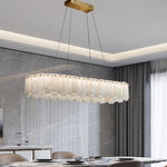 Celestial Alabaster Round Brass & White Chandelier – Heavenly Glow