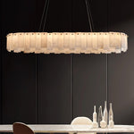 Celestial Alabaster Round Brass & White Chandelier – Heavenly Glow