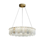 Celestial Alabaster Round Brass & White Chandelier – Heavenly Glow