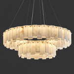 Celestial Alabaster Round Brass & White Chandelier – Heavenly Glow