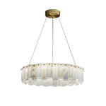 Celestial Alabaster Round Brass & White Chandelier – Heavenly Glow