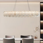 Celestial Alabaster Round Brass & White Chandelier – Heavenly Glow