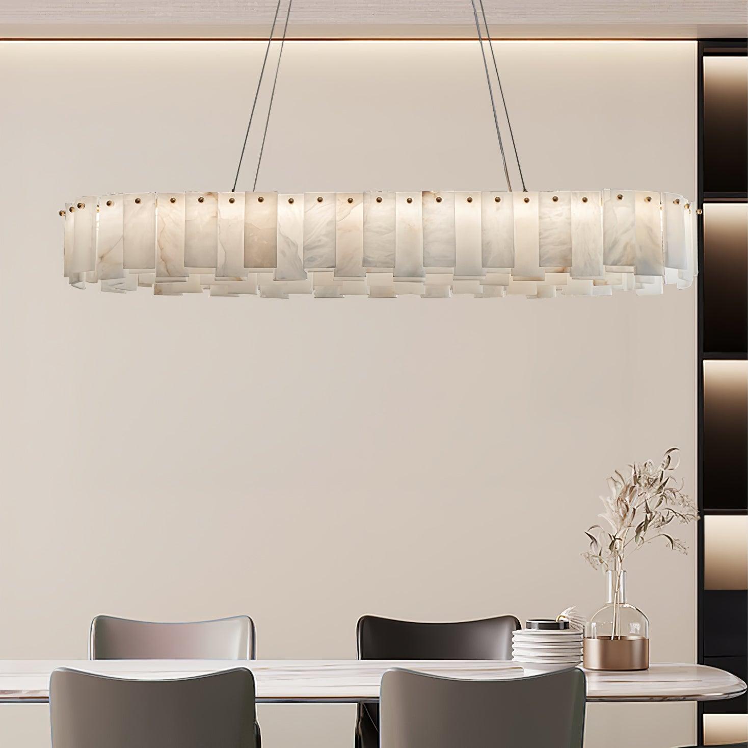 Celestial Alabaster Round Brass & White Chandelier – Heavenly Glow