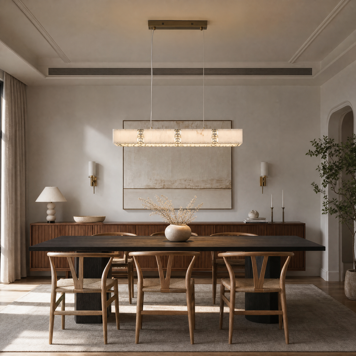 Celine Contemporary Alabaster Light Pendant 39.4" L
