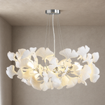 Ceramic-Ginkgo Leaf Pendant Light 1200 6-Light - Silver