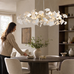 Ceramic Ginkgo Leaf - Pendant Light 1200 - Silver