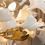 Ceramic Ginkgo Leaf - Pendant Light 1200 - Silver