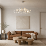 Ceramic Ginkgo Leaf - Pendant Light 1200 - Silver