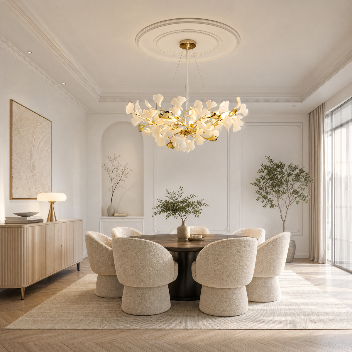Ceramic Ginkgo Leaf - Pendant Light 1500 - Gold