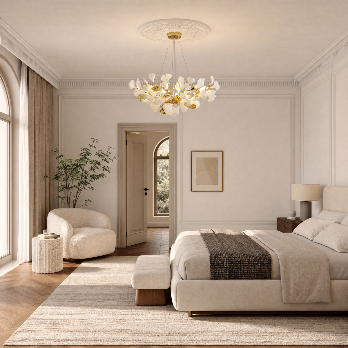 Ceramic Ginkgo Leaf - Pendant Light 1500 - Gold