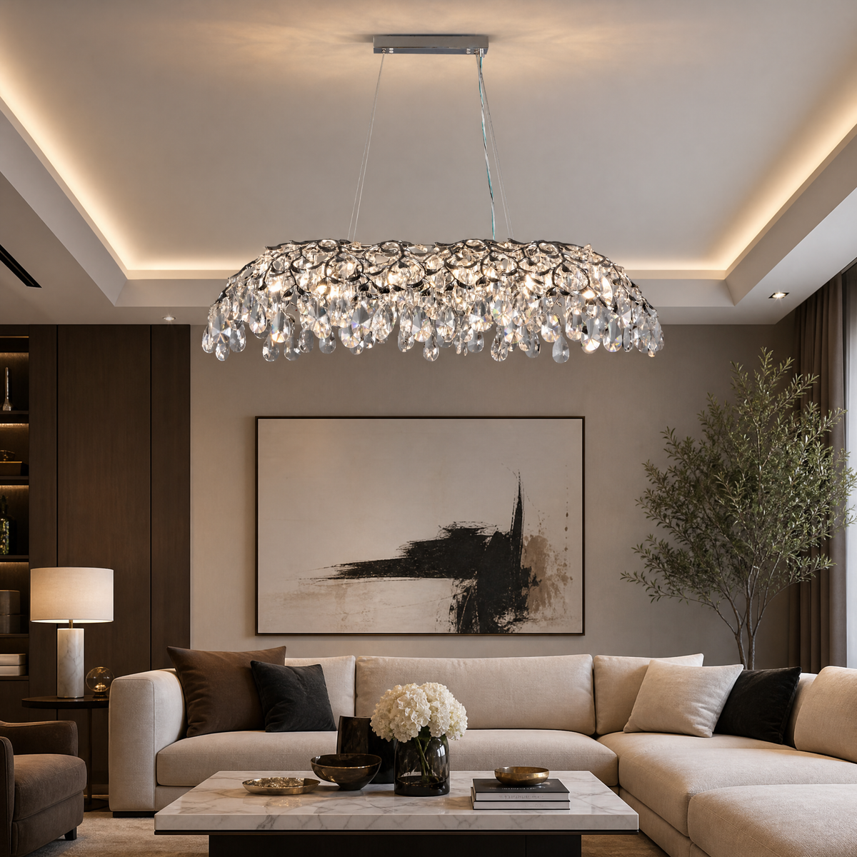 Ceramic Ginkgo Leaf - Pendant Light 1500 - Silver