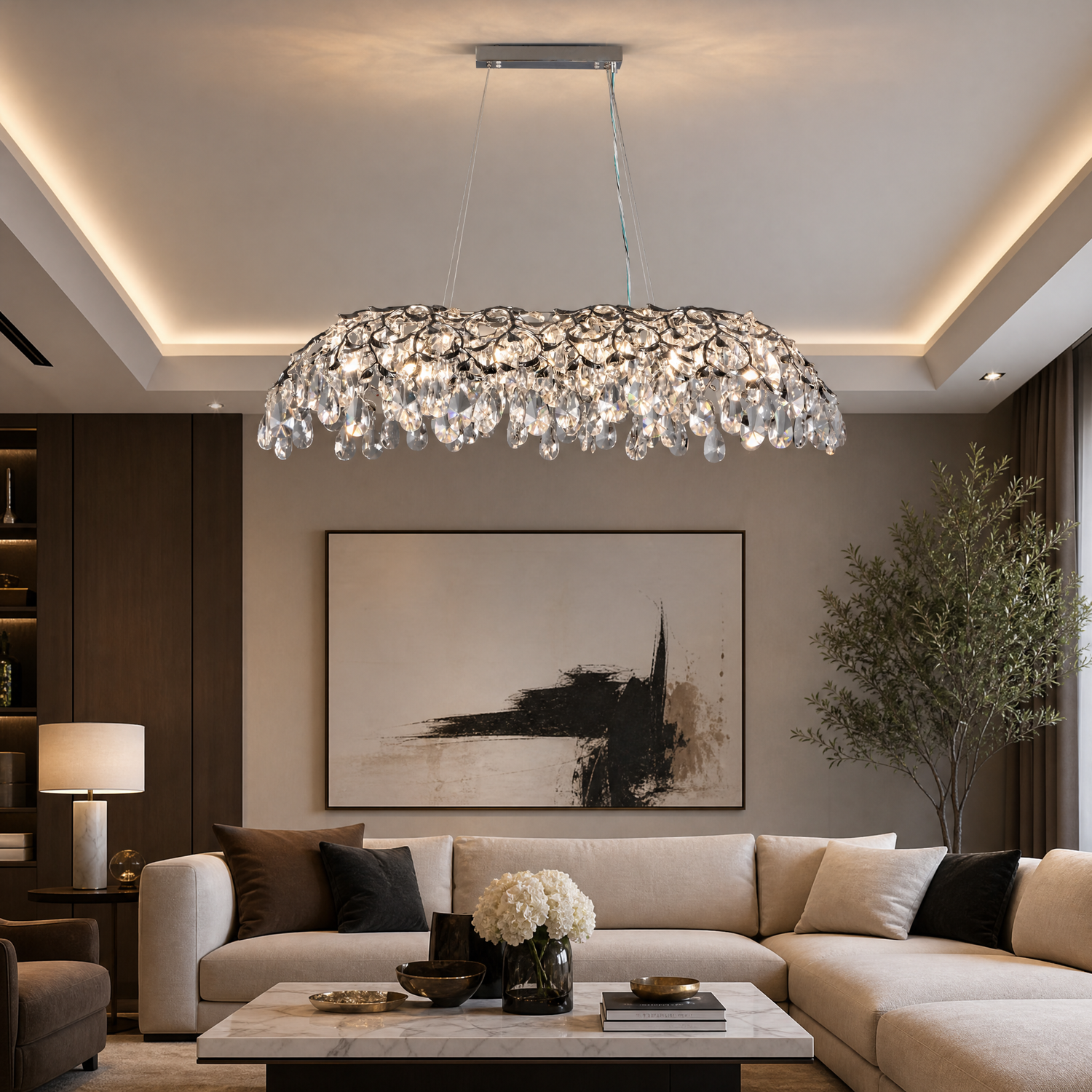 Ceramic Ginkgo Leaf - Pendant Light 1500 - Silver
