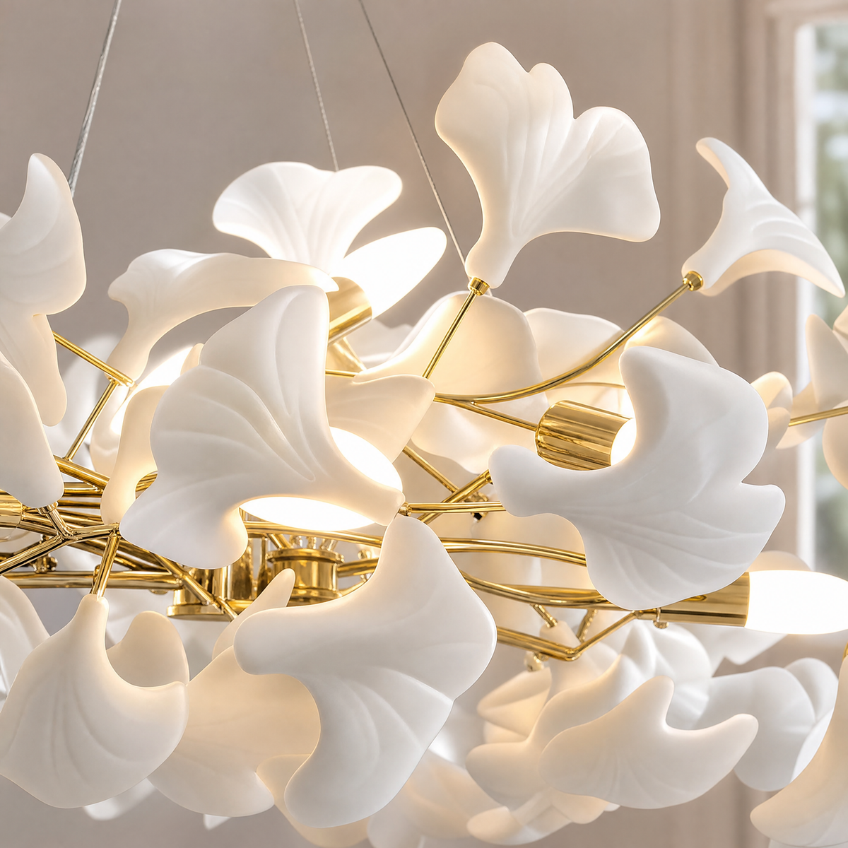 Ceramic Ginkgo Leaf - Round Hanging 1000 - Silver