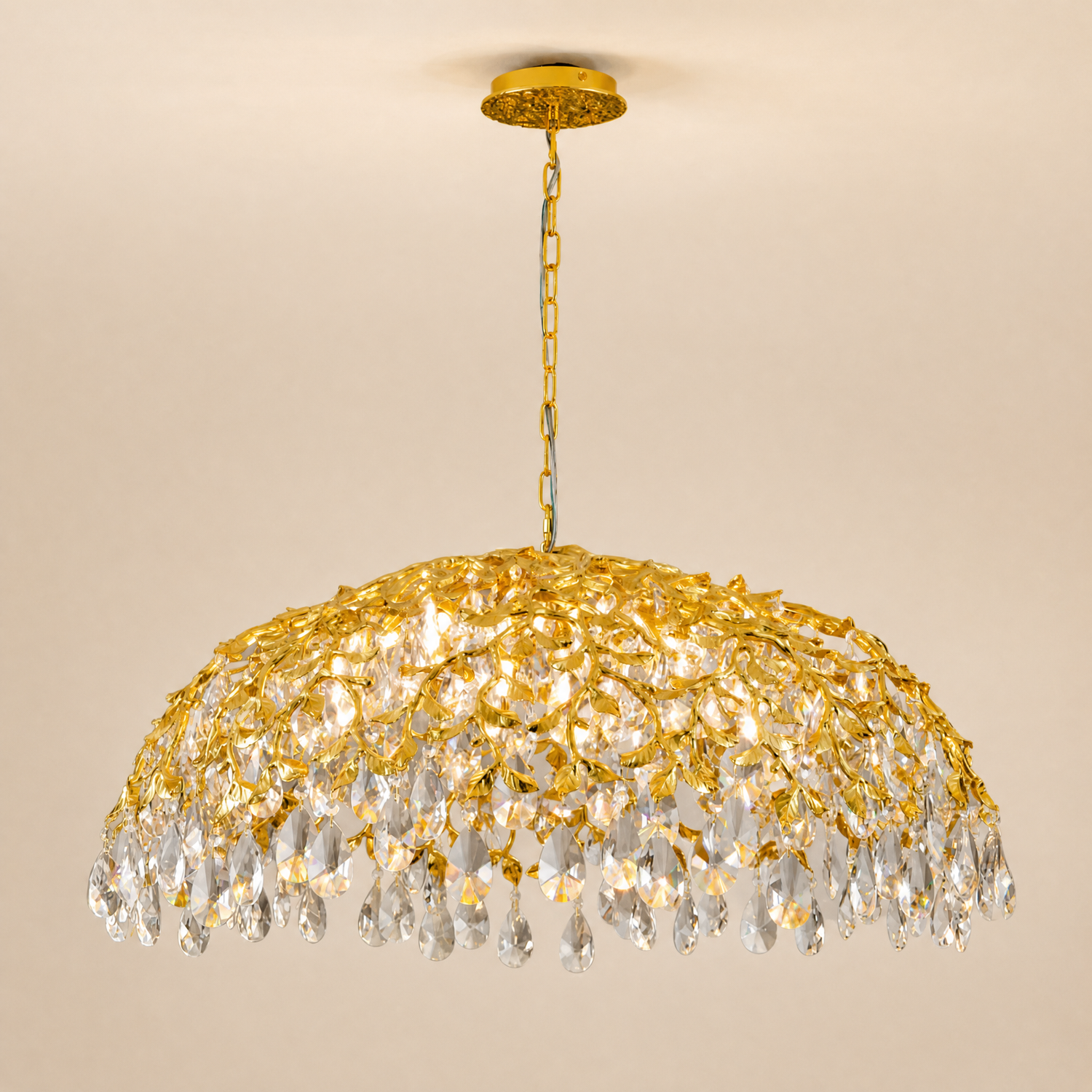 Ceramic Ginkgo Leaf - Round Pendant 800 - Gold (Traffic-Driving Model)